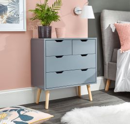 NORTHBAY Grey Chest of Drawers - Small-sized, 4 Drawers