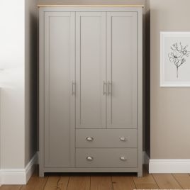 LANCASTER 3 Door Wardrobe with 2 Drawers Grey