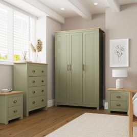 LANCASTER 3 Door Wardrobe Set 4 Piece - Sage Green