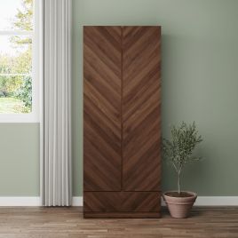 CHARLESTON 2 Door Wardrobe with 1 Drawer Walnut - 79cm