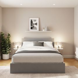 ENLIX Small Double Velvet Ottoman Storage Bedframe - Charcoal Grey