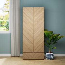 CHARLESTON 2 Door Wardrobe with 1 Drawer Oak - 79cm