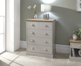 KESWICK Grey Chest of Drawers - Medium-sized, 5 Drawers