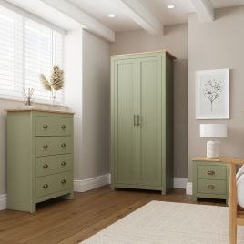 LANCASTER 2 Door Wardrobe Set 3 Piece - Sage Green