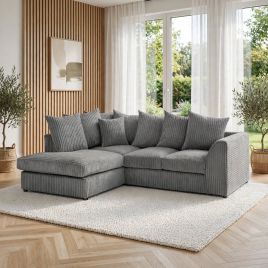 DAVIS Jumbo Cord Scatterback Corner Sofa - Left Hand Facing - Grey