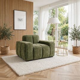 EVERSBY Fabric Armchair - Olive Green