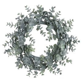 Frosted Eucalyptus Candle Wreath - Large