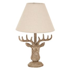 Stonewashed Stag Head Table Lamp