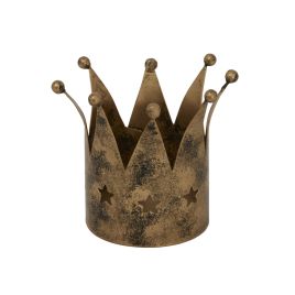 REGALE Antique Gold Crown Tealight Holder - Gold