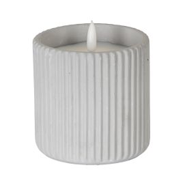 Luxo Natural Glow Chalk Ribbed LED Candle - Large