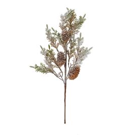 GLACIER Large Cypress Fir Branch Spray With Pinecones - Green