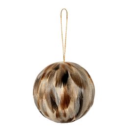 PLUME Large Fawn Feathered Bauble - Brown