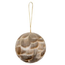 PLUME Medium Fawn Feathered Bauble - Brown