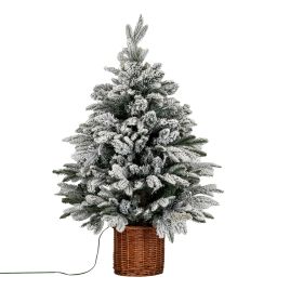 WEAVE Snowy Norway Fir Pre-Lit Led 300L Fir Tree In Rattan Pot - Multi Colour