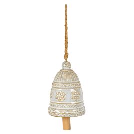 FINEWARE Large Ceramic Bell Tree Ornament With Snowflake Detail - White