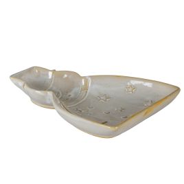 CELESTE Ceramic Snowman Dish - White