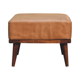 Cosette Supple Buffalo Leather Footstool - Chestnut