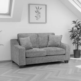 2 Seater Sofa - KAMILA Plush Fabric 2 Seater Sofa Slate 173cm