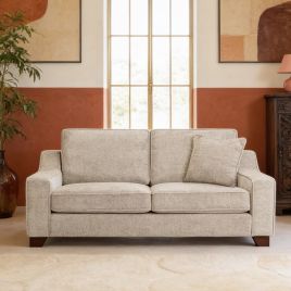 KAMILA Plush Fabric 3 Seater Sofa - Stone