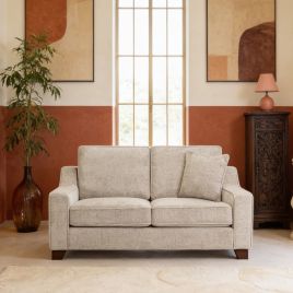KAMILA Plush Fabric 2 Seater Sofa - Stone