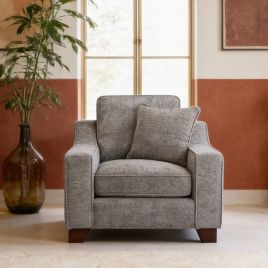 Armchair -KAMILA Plush Fabric Armchair Sofa Slate 104cm