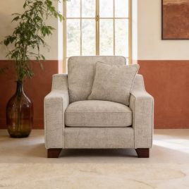 Armchair - KAMILA Plush Fabric Armchair Sofa Stone 104cm