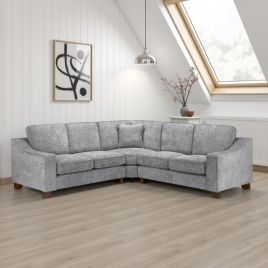 Corner Sofa - KAMILA Plush Fabric Large Corner Sofa Slate 262cm