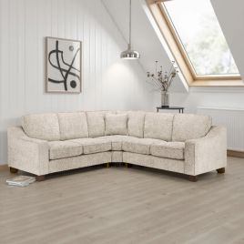 Corner Sofa - KAMILA Plush Fabric Large Corner Sofa Stone 262cm