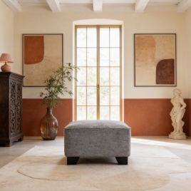 KAMILA Fabric Footstool - Slate