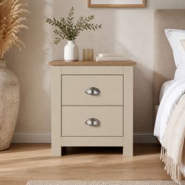 LEVIS 2 Drawer Bedside Table - Cream