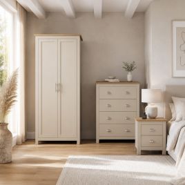 LEVIS 2 Door Wardrobe Set 3 Piece - Cream