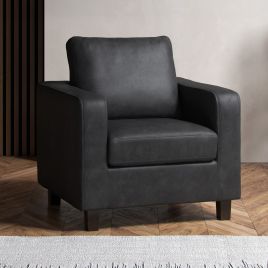 CAVRENO PU Leather Armchair - Black