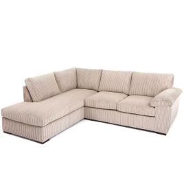 Corner Sofa - LARGE AMALFI Full Back Jumbo Cord Left Hand Cream