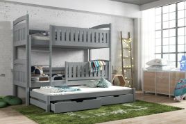 Brenda Wooden 2 Drawers Bunk Bed with Trundle - Grey