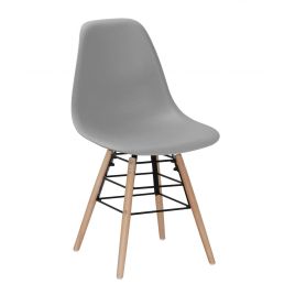 Polastro Plastic Dining Chairs set Vibrant Comfort with Solid Beech Legs 4 piece - Light Grey
