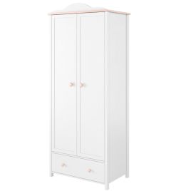 LEXUS 2 Door Wardrobe with 1 Drawer White Matt - 85cm