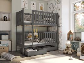 Edward 2 Drawers Storage Wooden Bunk Bed - Graphite