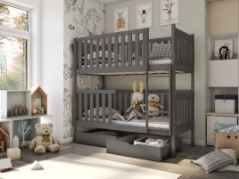 Edward 2 Drawers Storage Wooden Bunk Bed with Bonnell Foam Mattress - Graphite