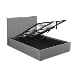 Lucca Plus Classic Linen Fabric Ottoman Bed Standard Double 4ft6 - Grey