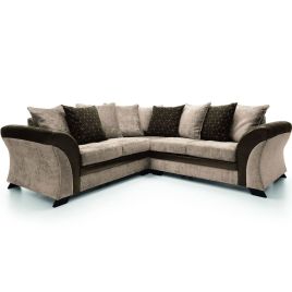 Lloyd Crushed Chenille Corner Sofa - Brown and Beige