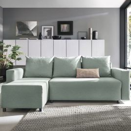 MILTON Fabric 4 Seater L Shaped - Left Hand Facing Corner Sofa - Pistachio Green