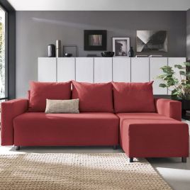 MILTON Fabric 4 Seater L Shaped - Right Hand Facing Corner Sofa - Red