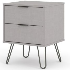 Bedside Table - AUGUSTA 2 Drawer Nightstand Grey 45cm