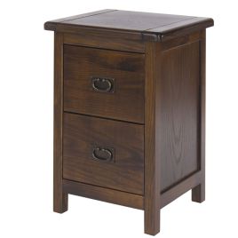 Bedside Table - BOSTON 2 Drawer Nightstand Dark Brown 36cm