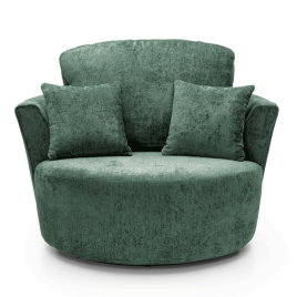 GILLIVER Crushed Chenille Fabric Swivel Chair - Rifle Green