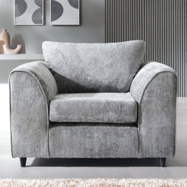 GILLIVER Crushed Chenille Fabric Armchair - Light Grey