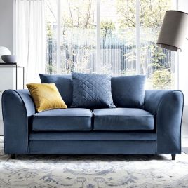 BETHAN Velvet 2 Seater Sofa - Dark Blue