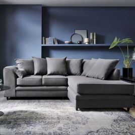CHARMAINE Corner Sofa - Right Arm Dark Grey