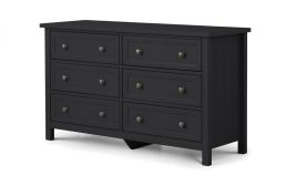 MALTON VII Grey Chest of Drawers - Large-sized, 6 Drawers, Double