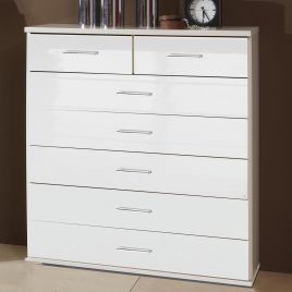 CALLISTO White Chest of Drawers - Medium-sized, 7 Drawers